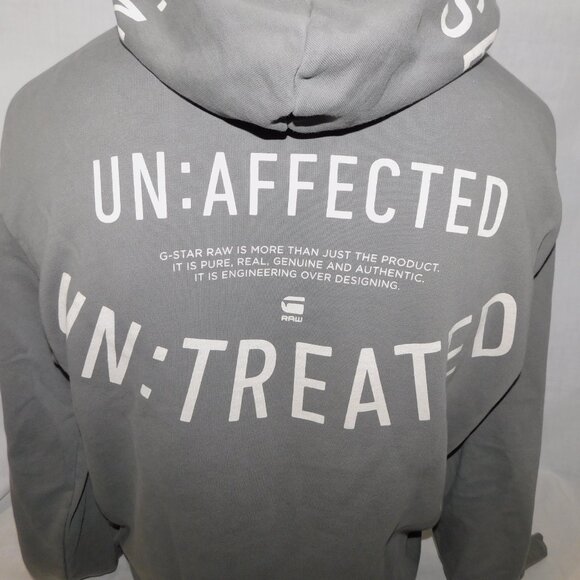 G Star Raw Mens XL Gray Full Zip Hoodie Unaffected Untreated Thunderbolt - Picture 8 of 11